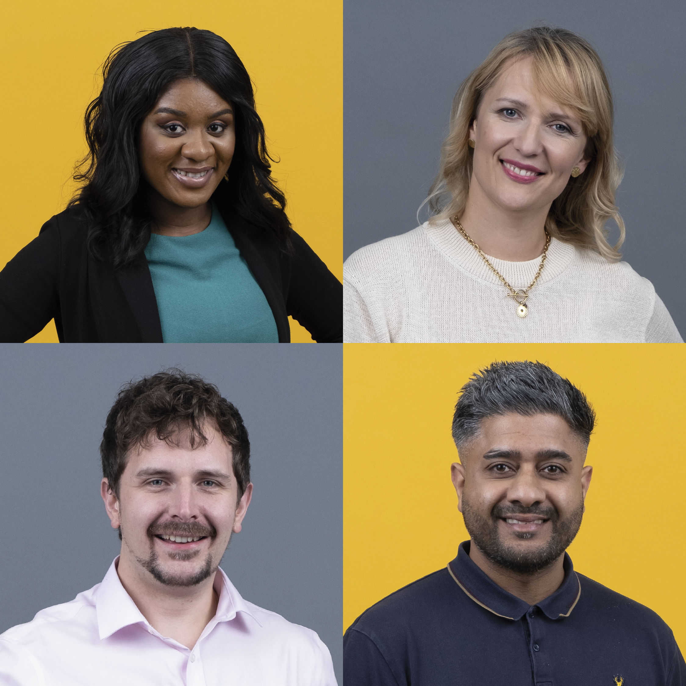 four portraits of employees